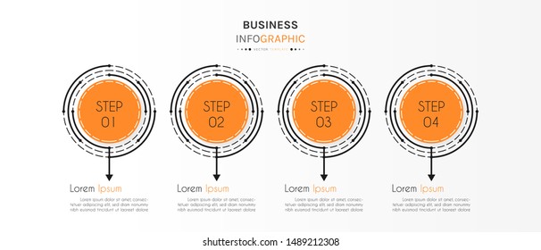 Circle infographic design template with 4 options or steps. Can be used for process, presentations, layout, banner,info graph. Vector Illustration.