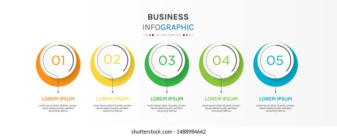 Circle infographic design template with 5 options or steps. Can be used for process, presentations, layout, banner,info graph. Vector Illustration.
