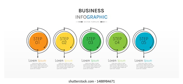 Circle infographic design template with 5 options or steps. Can be used for process, presentations, layout, banner,info graph. Vector Illustration.