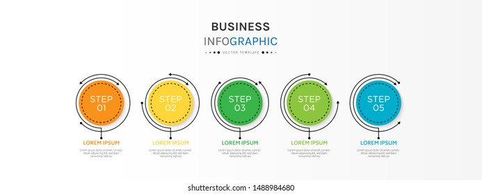 Circle infographic design template with 5 options or steps. Can be used for process, presentations, layout, banner,info graph. Vector Illustration.