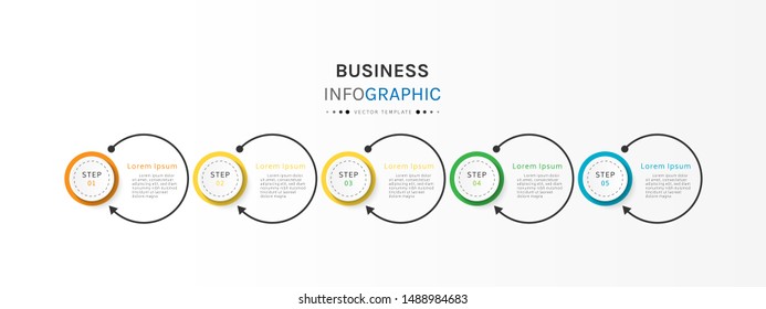 Circle infographic design template with 5 options or steps. Can be used for process, presentations, layout, banner,info graph. Vector Illustration.
