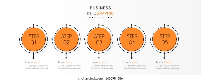 Circle infographic design template with 5 options or steps. Can be used for process, presentations, layout, banner,info graph. Vector Illustration.