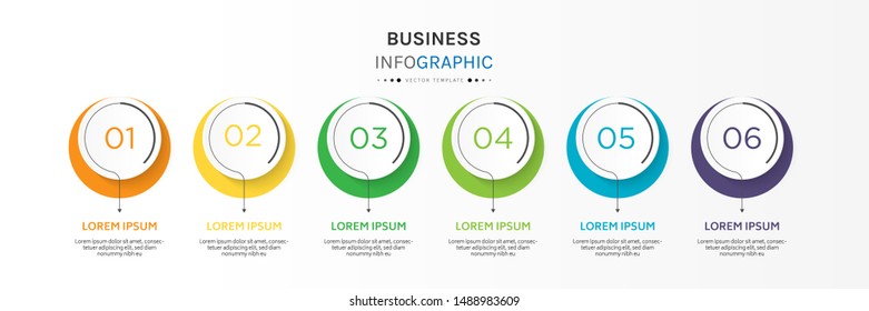 Circle infographic design template with 6 options or steps. Can be used for process, presentations, layout, banner,info graph. Vector Illustration.