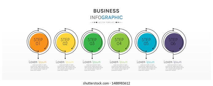 Circle infographic design template with 6 options or steps. Can be used for process, presentations, layout, banner,info graph. Vector Illustration.