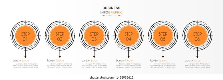 Circle infographic design template with 6 options or steps. Can be used for process, presentations, layout, banner,info graph. Vector Illustration.