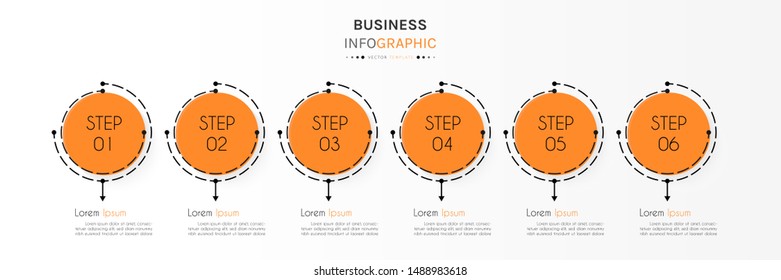 Circle infographic design template with 6 options or steps. Can be used for process, presentations, layout, banner,info graph. Vector Illustration.