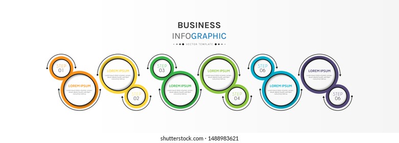 Circle infographic design template with 6 options or steps. Can be used for process, presentations, layout, banner,info graph. Vector Illustration.