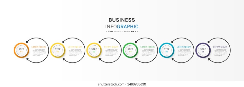 Circle infographic design template with 6 options or steps. Can be used for process, presentations, layout, banner,info graph. Vector Illustration.