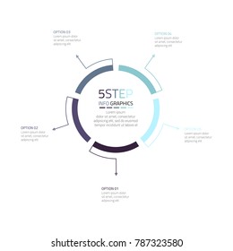 Circle infographic design template with arrow.Business concept with 5 option or step can be used for presentation, annual report, workflow, diagram. vector illustration