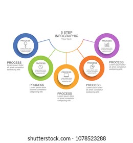 Circle infographic design template five option, process or step for business presentation