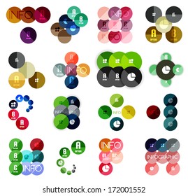 Plantilla de diseño de infografía circular establecida para el fondo de negocio | banderas numeradas | líneas de negocio | vector de diseño de sitio web gráfico