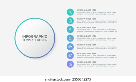 Circle Infographic Design Template with Seven Options