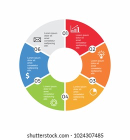 Circle infographic design template six process or step for business presentation