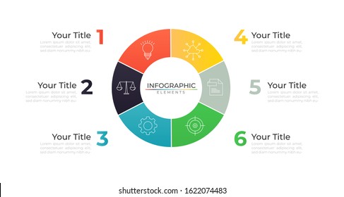 Circle Infographic Design Template With Six Steps Process Success. Vector For Company Or Corporate Business Project And Presentation. Eps 10