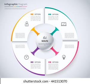 Circle infographic design template. wheel concept. system diagram for presentation. white information graphic with circle concept. vector stock.