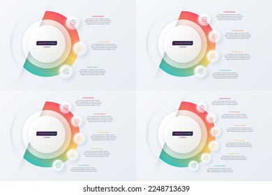 Circle infographic design templates 3 4 5 6 options. Vector illustration.