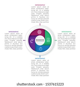 Circle infographic element with options or steps. Can be used for process diagram, presentations, workflow layout, banner, flow chart, info graph.