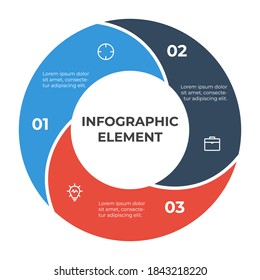 circle infographic element vector with 3 options, steps, list, parts. can be used for workflow, timeline, banner, brochure, social media post, etc
