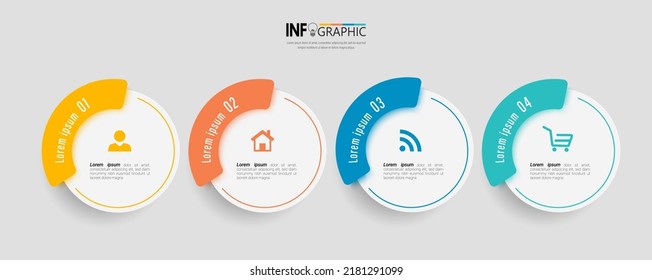 Circle infographic elements with 4 steps