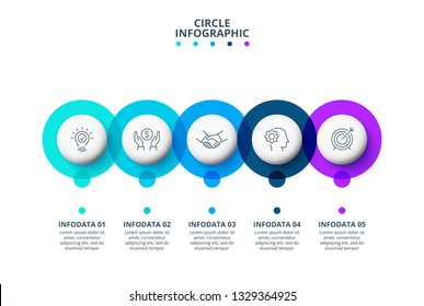 Circle infographic elements. Template for timeline or process chart with 5 options.