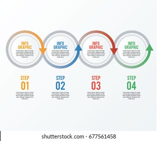 Circle Infographic Four Step, Option, Process With Looping Arrows Vector