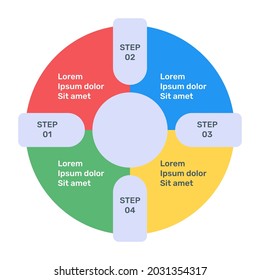Circle infographic icon in flat editable design