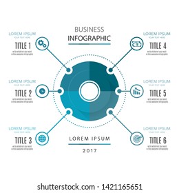 Circle infographic label design template with icons and 6 options or steps process diagram, presentations, workflow layout, banner, flow chart, info graph for your business.- Vector Eps10 Illustration