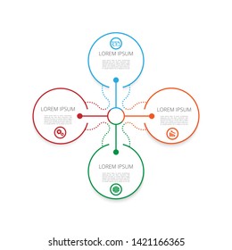 Circle infographic label design template with icons and 4 options or steps. Can be used for process diagram, presentations, workflow layout, banner, flow chart, info graph for your finance.- Vector