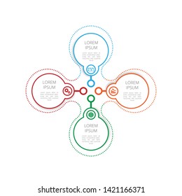 Circle infographic label design template with icons and 4 options or steps. Can be used for process diagram, presentations, workflow layout, banner, flow chart, info graph for your finance.- Vector