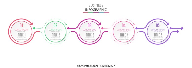 Circle infographic label design template with icons and 5 options or steps. Can be used for process diagram, presentations, workflow layout, banner, flow chart, info graph for your marketing.- Vector