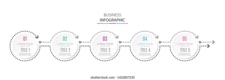 Circle infographic label design template with icons and 5 options or steps. Can be used for process diagram, presentations, workflow layout, banner, flow chart, info graph for your marketing.- Vector