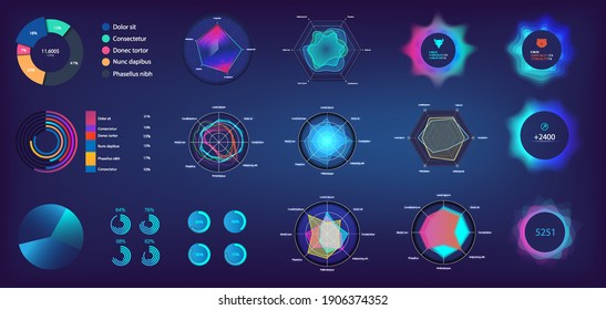 Circle infographic   Pie chart in futuristic style for Web  UI  UX  KIT   Mobile App  Infochart elements online statistics   data analytics  Information panel mockup  UI Vector elements set