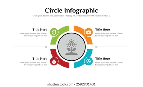 Circle infographic presentation layout fully editable.