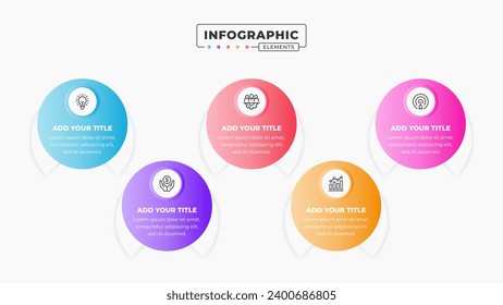 Circle infographic presentation template with 5 steps or options