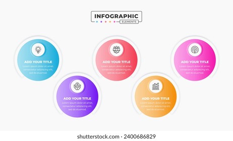 Circle infographic presentation template with 5 steps or options