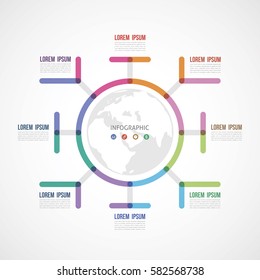 circle the infographic report about the template made of thick lines eight options