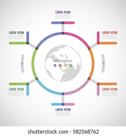 circle the infographic report about the template made of thick lines six options