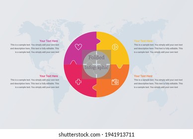 Circular infografía de diagrama de redondeo pasos de proceso vectorial 4