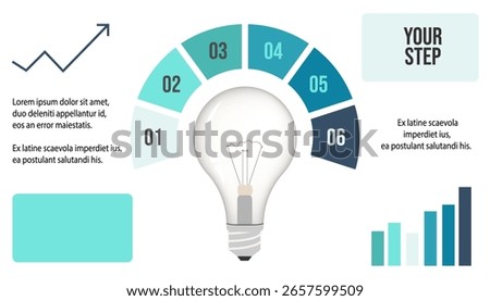 Circle infographic sales Process with 6 steps. Step-by-step options infographic template for websites, UI apps, and business presentations. Modern vector layout suitable for digital interfaces