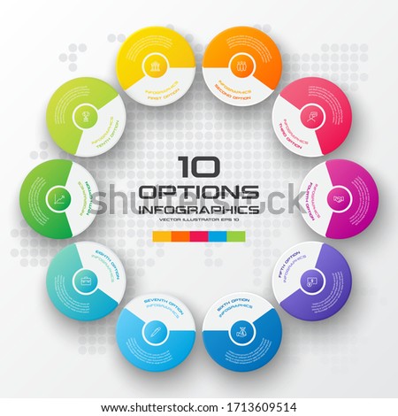Circle infographic template with 10 options,Vector illustration.