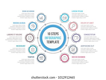 Circle infographic template with 10 steps or options, workflow or process diagram, vector eps10 illustration