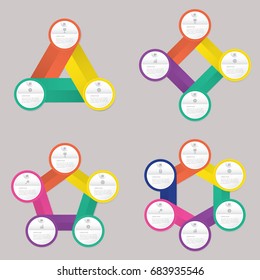 circle infographic template with 3, 4, 5, 6 steps