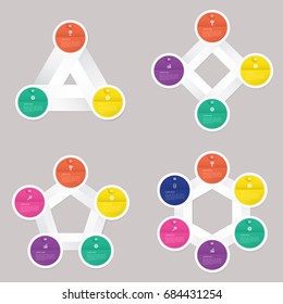 circle infographic template with 3, 4, 5, 6 steps