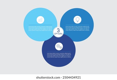 Plantilla de infografía de círculo con 3 opciones para presentaciones