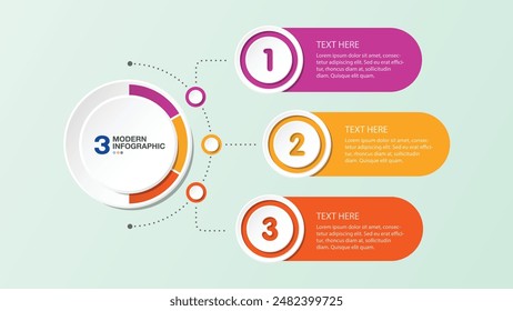 Circle infographic template with 3 steps, process or options, process chart, Used for process diagram, presentations, workflow layout, flow chart, infograph. Vector eps10 illustration.