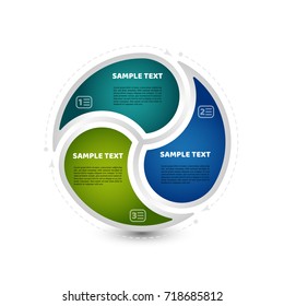 Circle infographic template with 3 steps.  For presentation and design concept. Vector illustration.