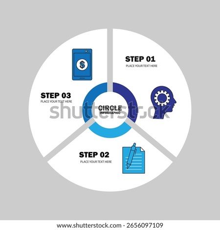 Circle infographic template with 3 steps