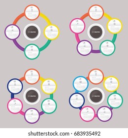 circle infographic template with 4, 5, 6, 7 steps