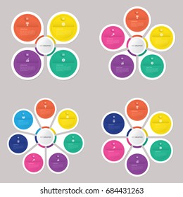 circle infographic template with 4, 5, 6, 7 steps