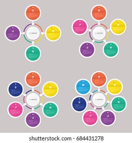 circle infographic template with 4, 5, 6, 7 steps